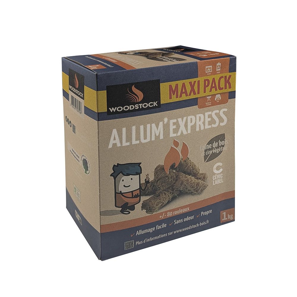 Allum'express woodstock - allume feux naturels - boite de 1kg