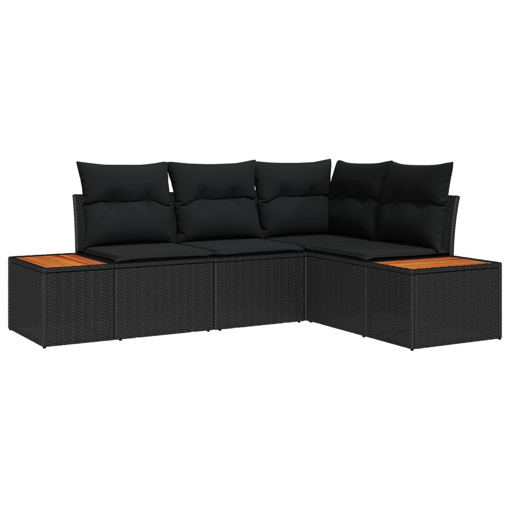 Ensemble de canapé de jardin 4 pc 4-nombre de places noir