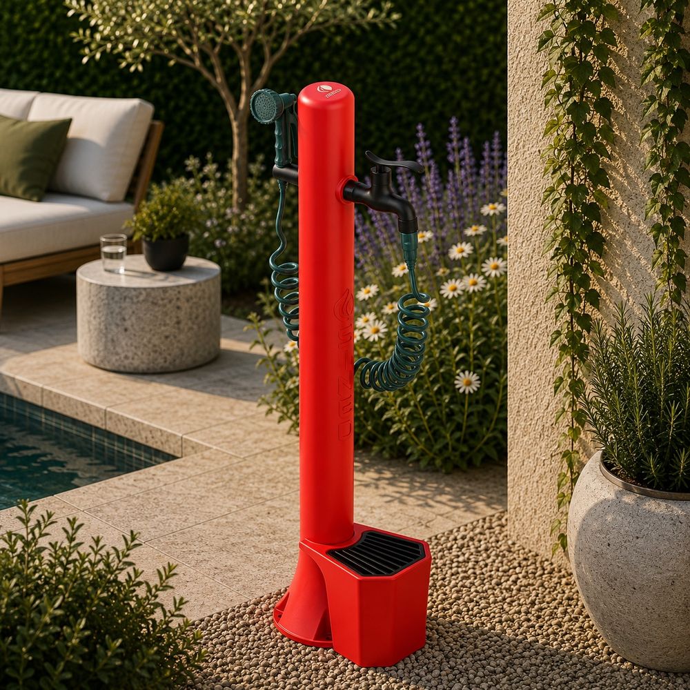 Elegante fontaine de jardin rouge 5l design moderne achetez maintenant pour un style durable