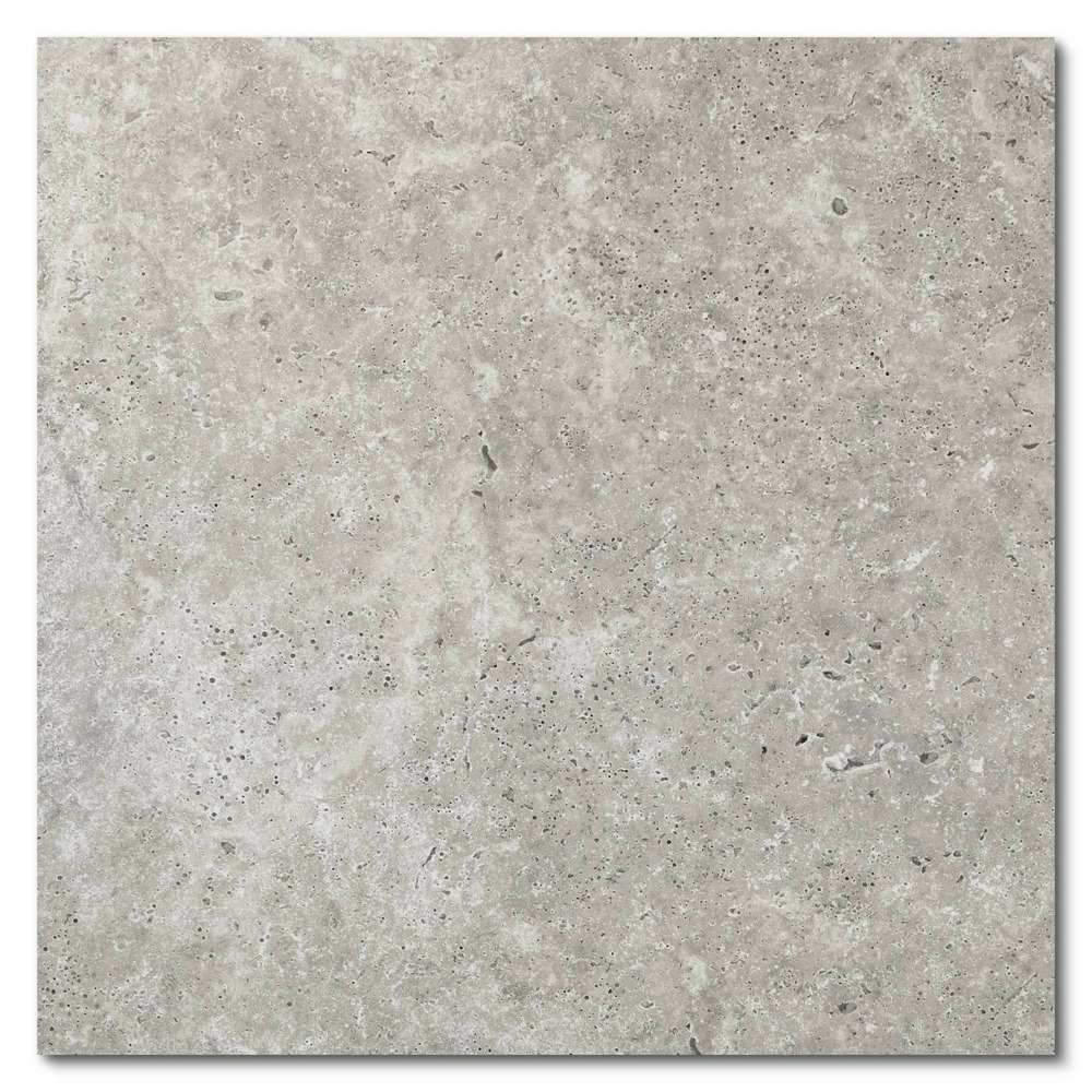 Carrelage effet travertin gris 60x60x2 cm pietra - sol extérieur (vendu par 0,72 m² soit 2 dalles) - ro'ma carrelage