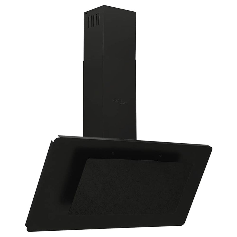 Hotte murale 90 cm acier inoxydable et verre trempé noir