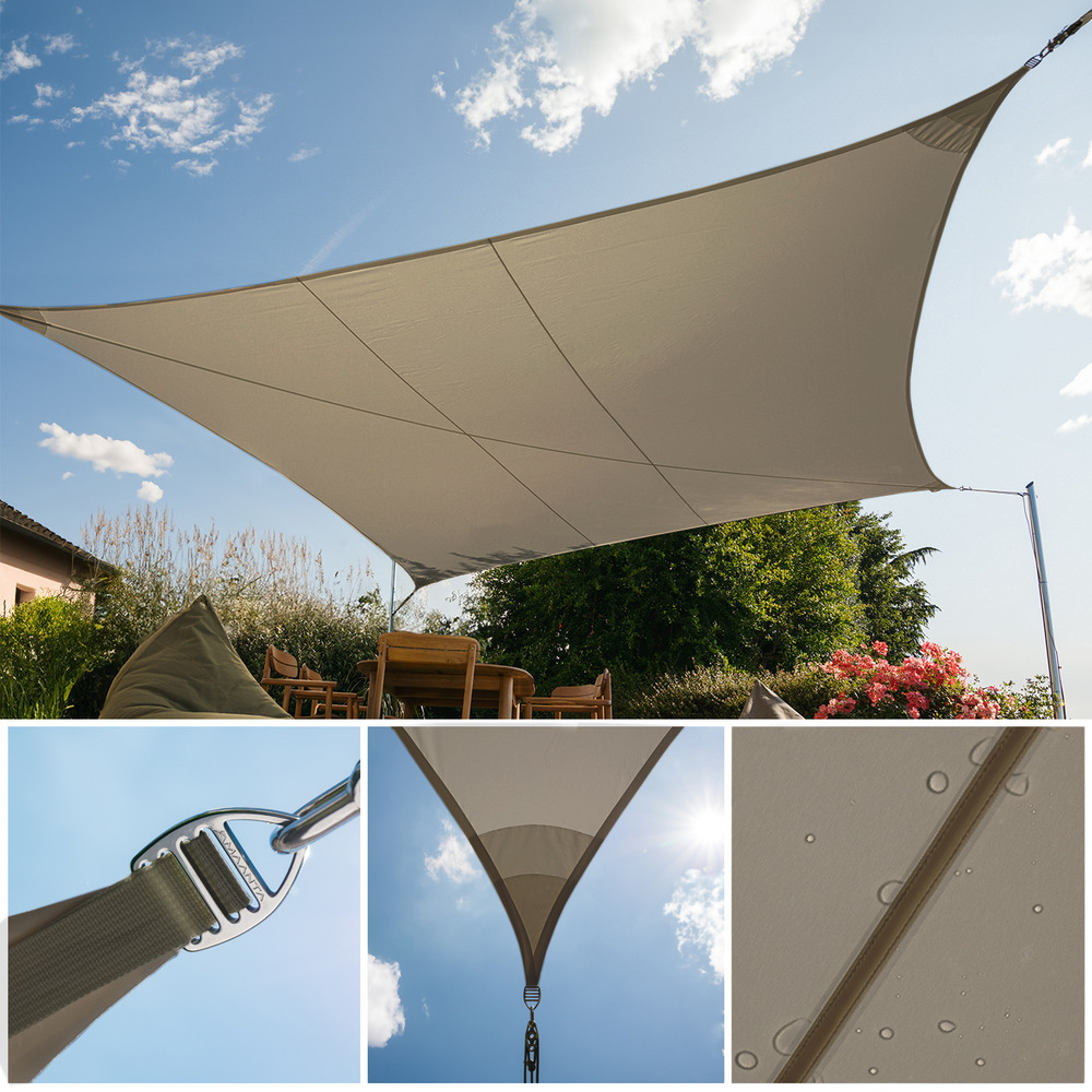 Voiles d'ombrage imperméables rectangulaire 3.5 x 5.5 taupe, ez breez