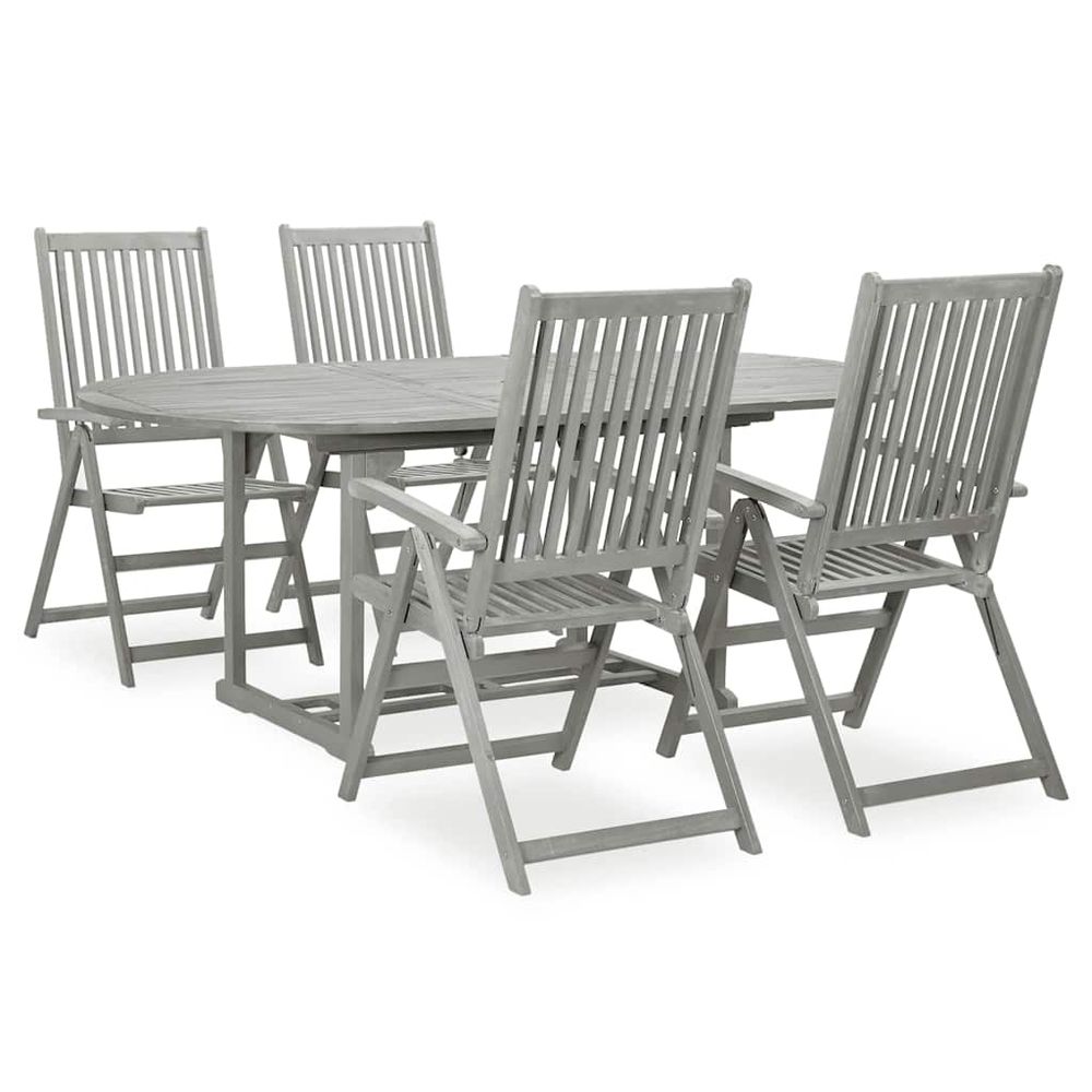 Ensemble de salle à manger de jardin 5 pcs (150-200)x100cm gris