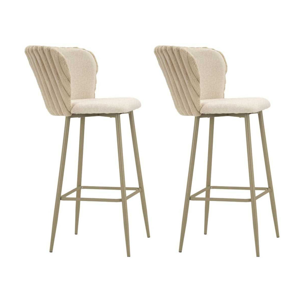 Chaise de bar en tissu et métal alaska (lot de 2) crème