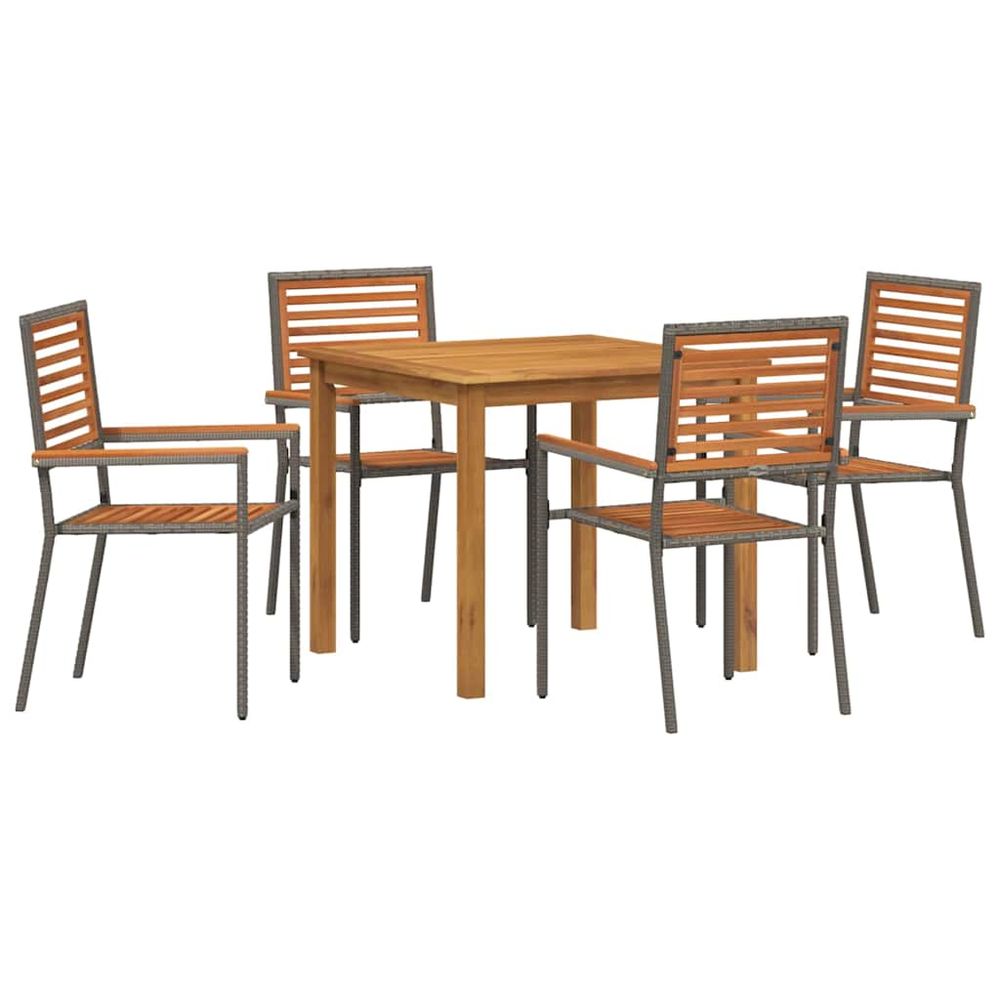 Ensemble de salle à manger pour jardin 5 pc gris