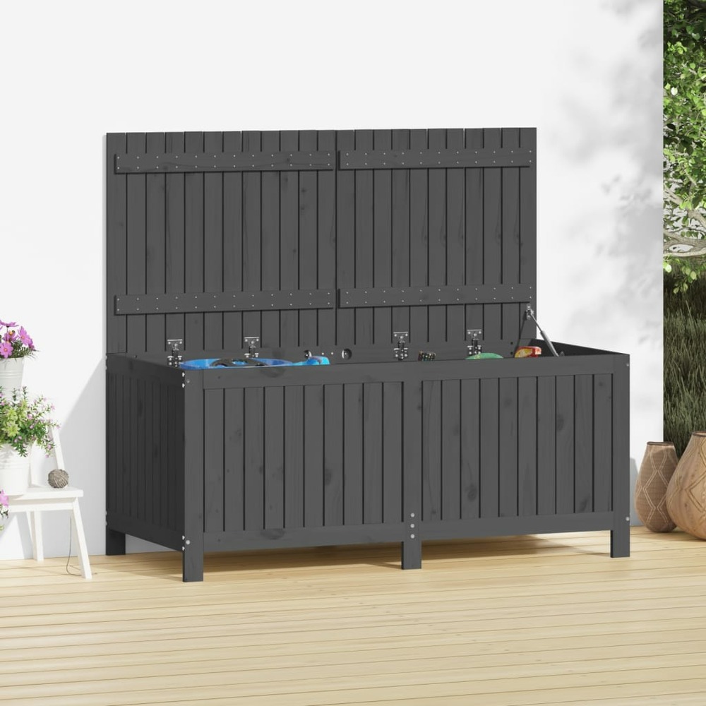 Boîte de rangement de jardin gris 147x68x64 cm bois de pin
