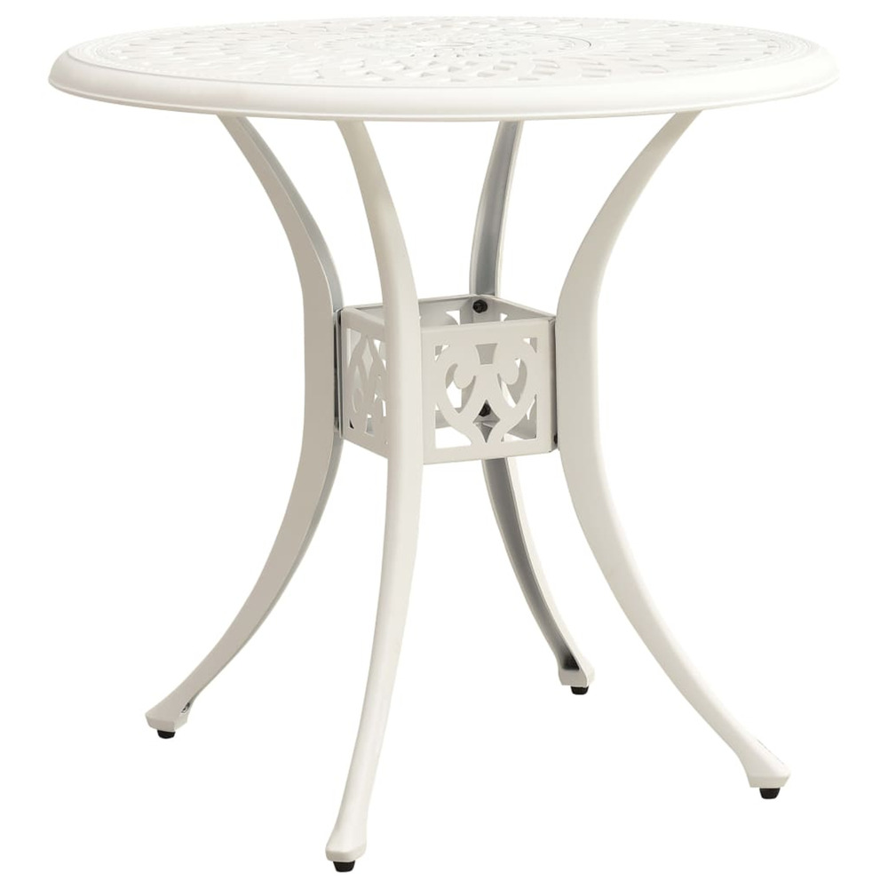 Table de jardin blanc 78x78x72 cm aluminium coulé