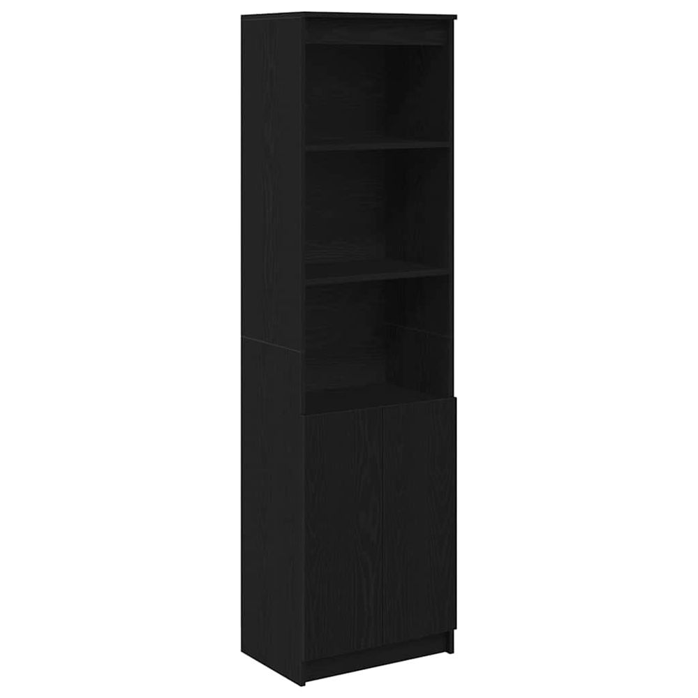 Buffet haut chêne noir 50x35x180 cm bois d'ingénierie