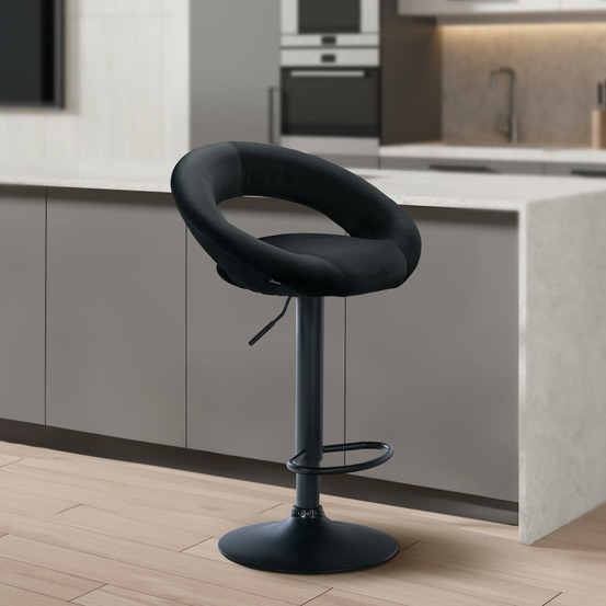 Tabouret de bar olinda velours noir