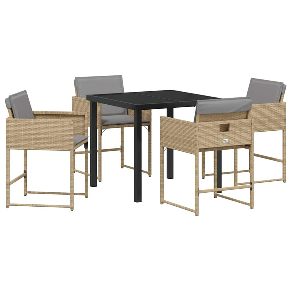 Ensemble de salle à manger pour jardin 5 pcs beige polyrotin