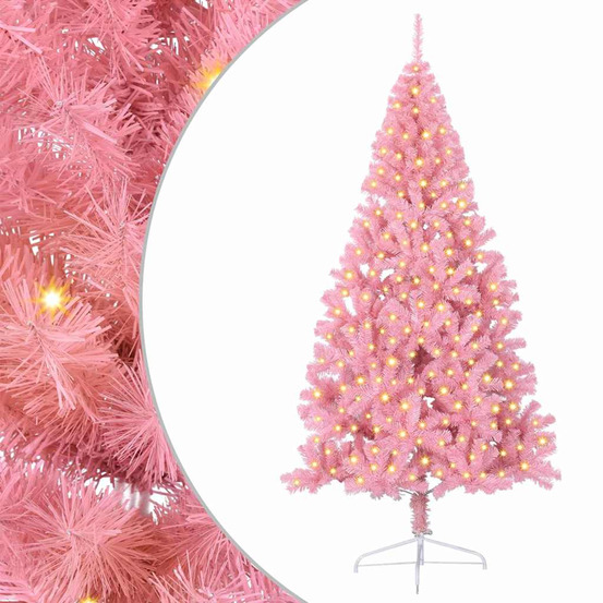 Sapin de noël artificiel pré-éclairé rose 240 cm pvc