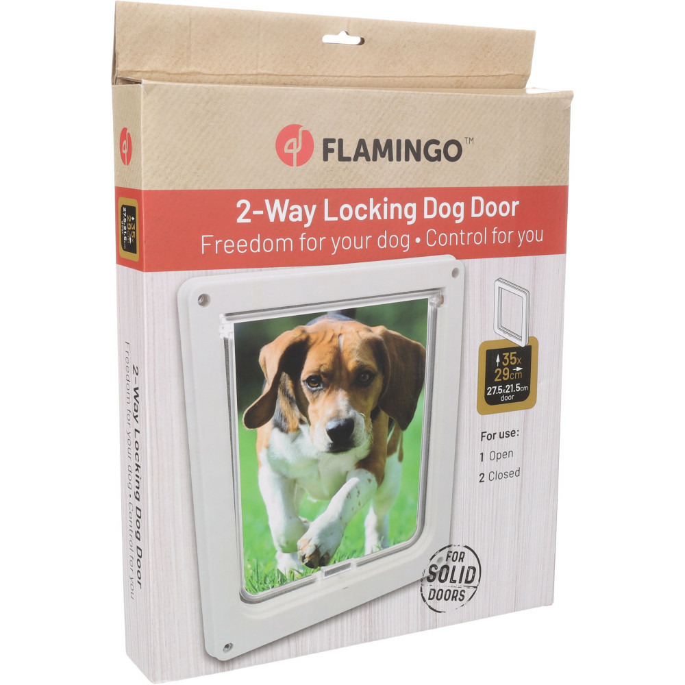 Porte chatière napoléon 29 x 35 cm extérieur blanc pour petit chien et gran