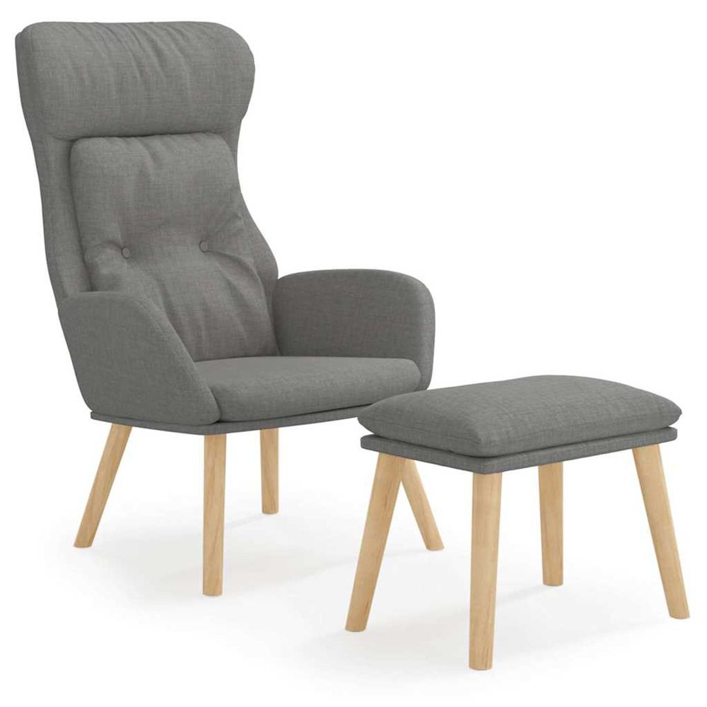 Chaise de relaxation avec repose-pied gris clair tissu