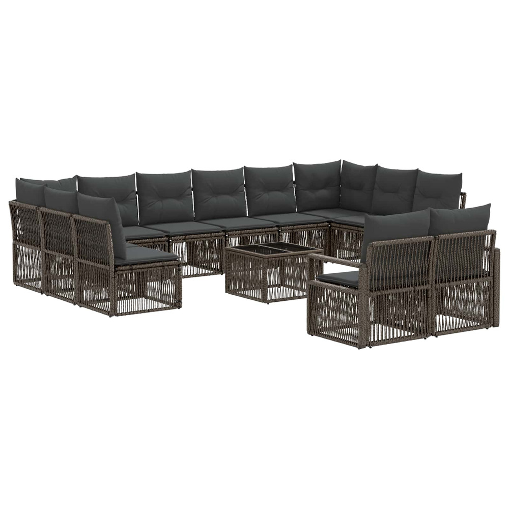 Ensemble de canapé de jardin 13 pcs gris polyrotin