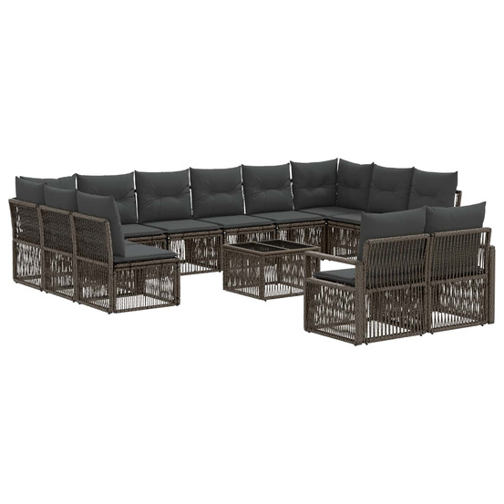 Ensemble de canapé de jardin 13 pcs gris polyrotin