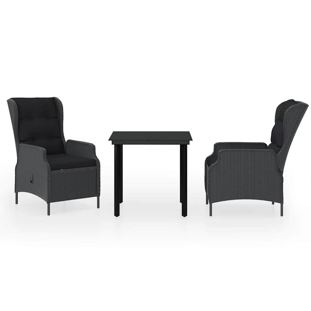 Ensemble à manger de jardin 3 pcs gris foncé