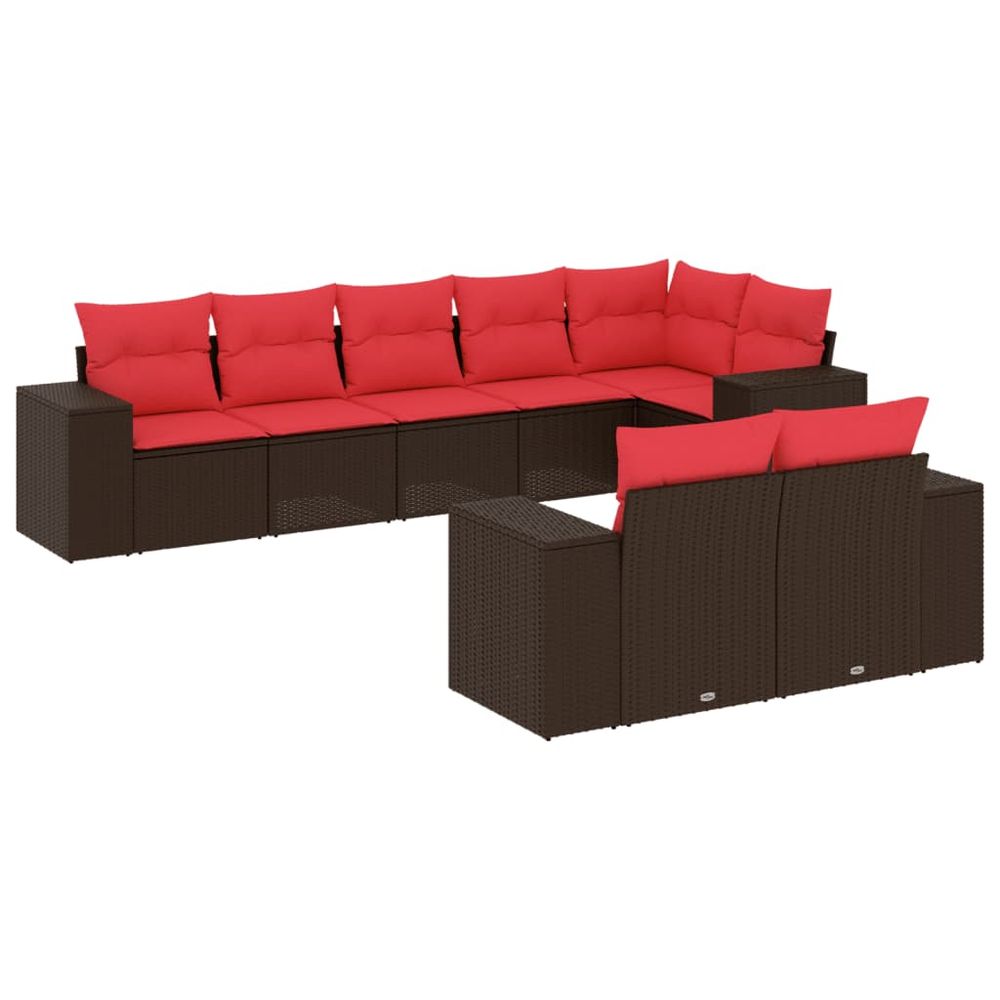 Ensemble de canapé de jardin 8 pcs avec coussins marron