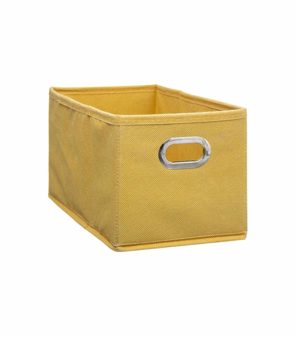 Boîte de rangement tissu jaune 15 x 31 x 15 cm