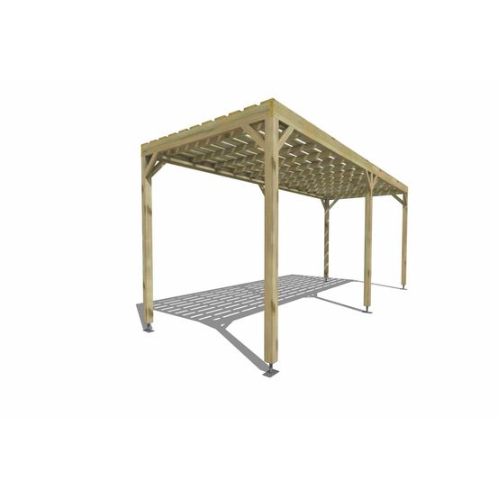 Pergola bois • 6m x 2m • indépendante • sens profondeur • platelage bois • livraison comprise