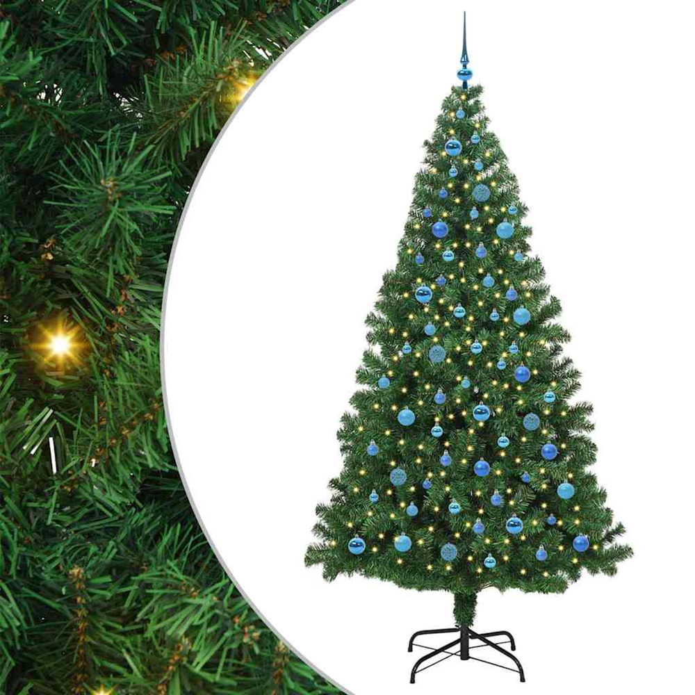 Sapin de noël artificiel vert 240 cm pvc, acier et plastique