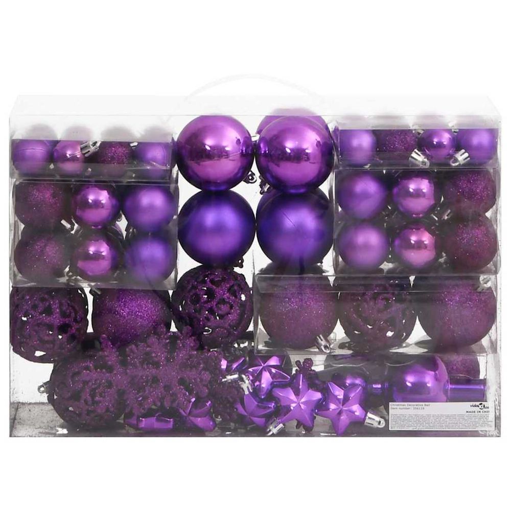 Ensemble de boules de noël 111 pièces violet polystyrène