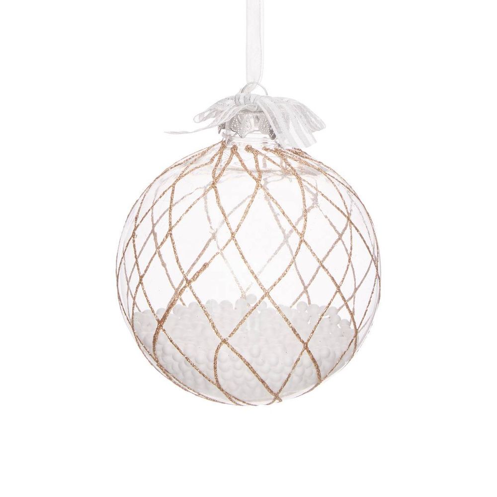 Boule intérieur billes polystyrène d.10cm blanc assorti