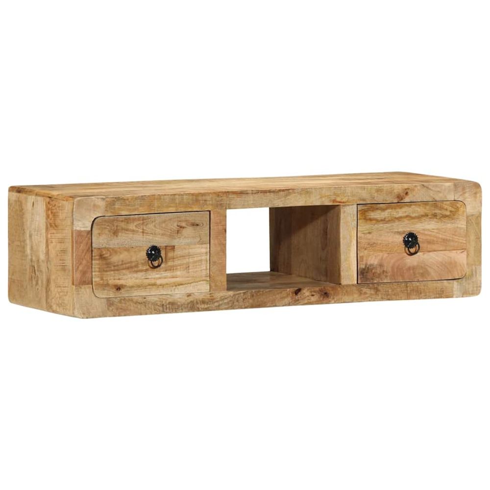 Meuble tv mural 100x32x25 cm bois massif manguier brut