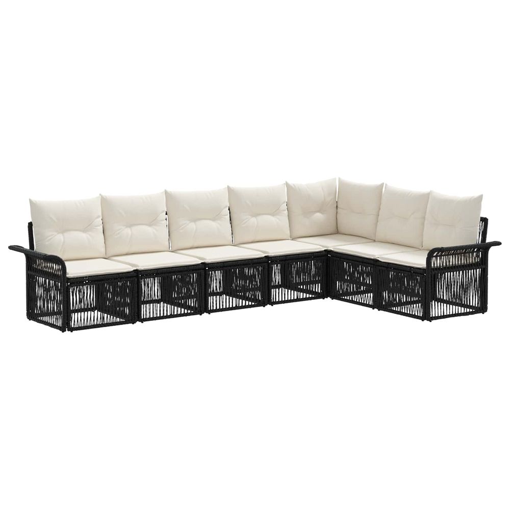 Ensemble de canapé de jardin 7 pc noir polyrotin