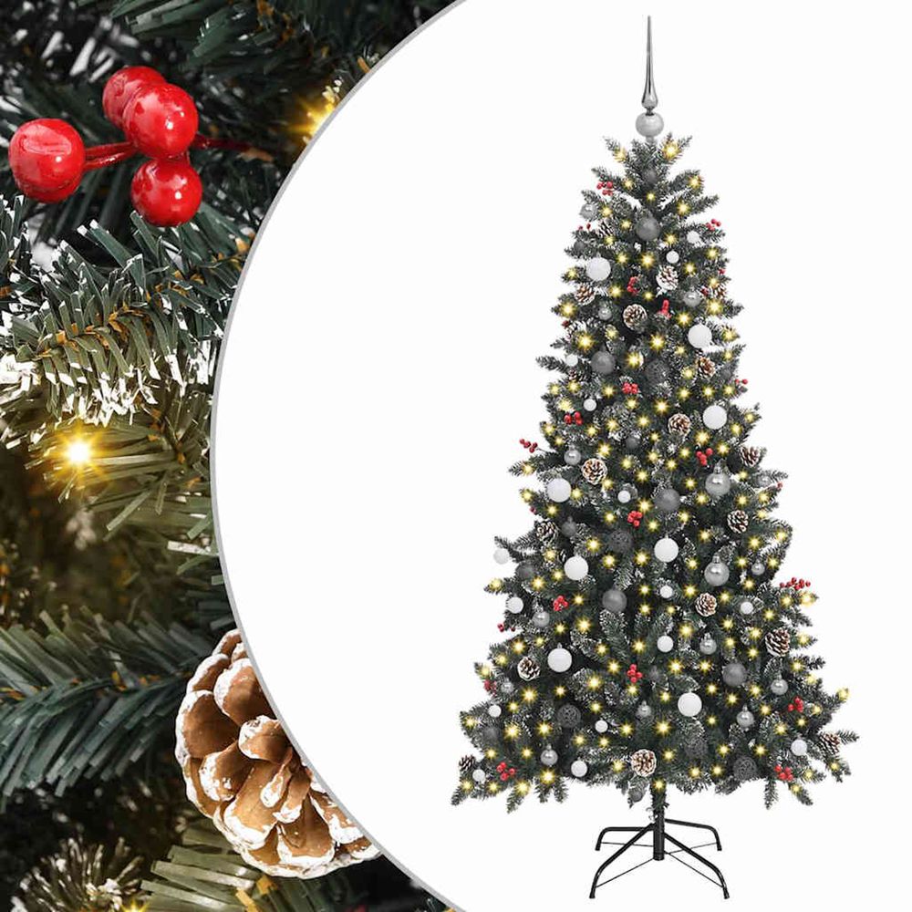 Sapin de noël artificiel vert 210 cm pvc, plastique et acier