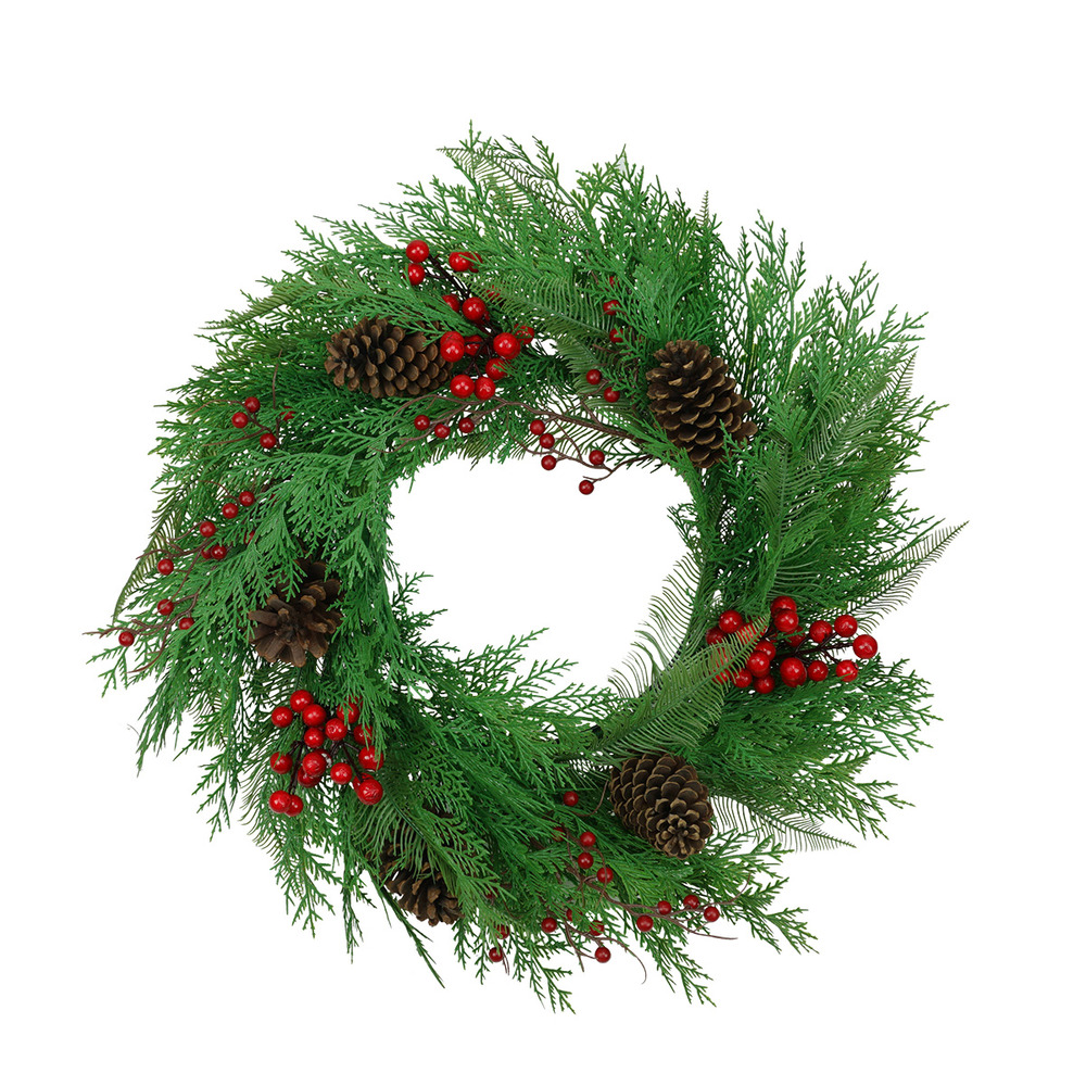 Couronne de noël artificielle à baies rouges ø60 cm - little grove