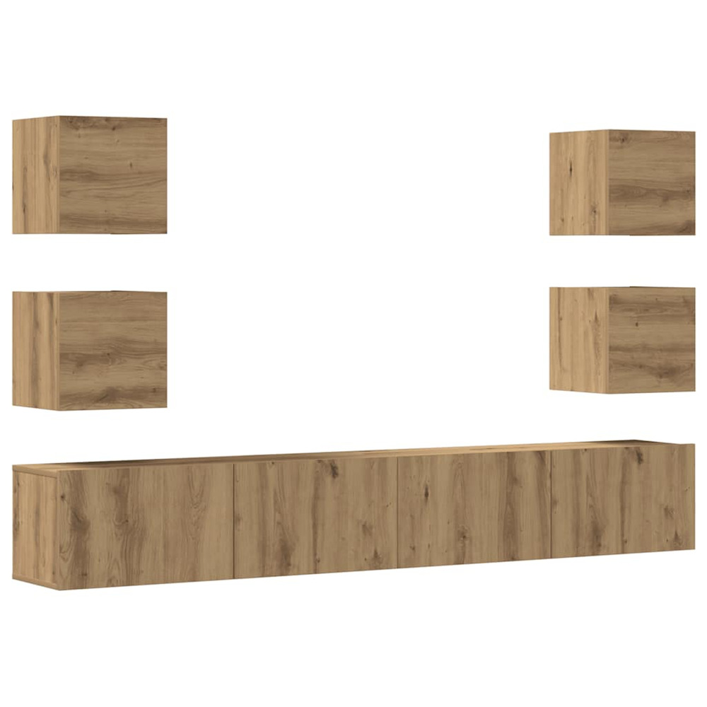Meubles tv muraux 6 pcs chêne artisanal bois d'ingénierie