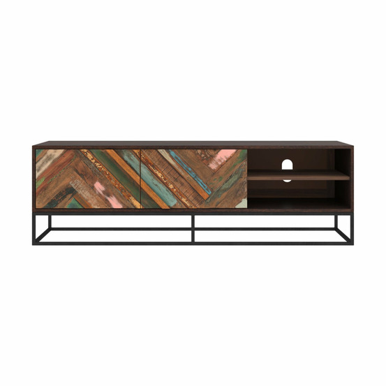 Krabi-meuble tv en bois d'acacia et bois recyclé 145 cm