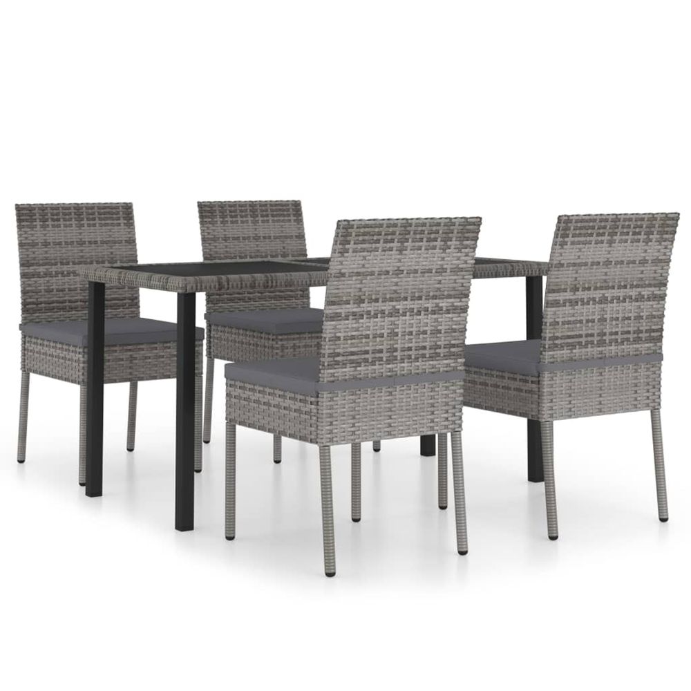 Ensemble à manger de jardin 5 pcs résine tressée gris