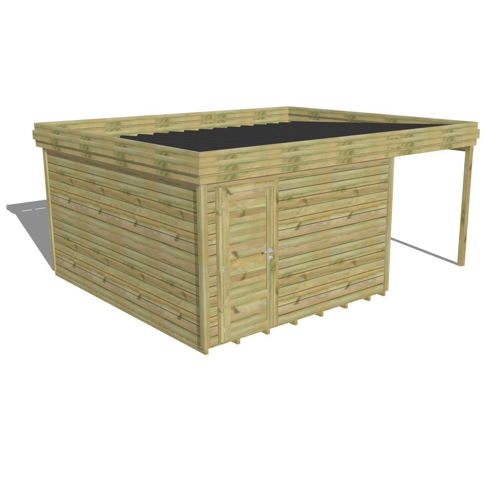 Abri de jardin bois pin traité autoclave 27mm - 5,44x4,34m / 24m2 - bac acier - plancher bois
