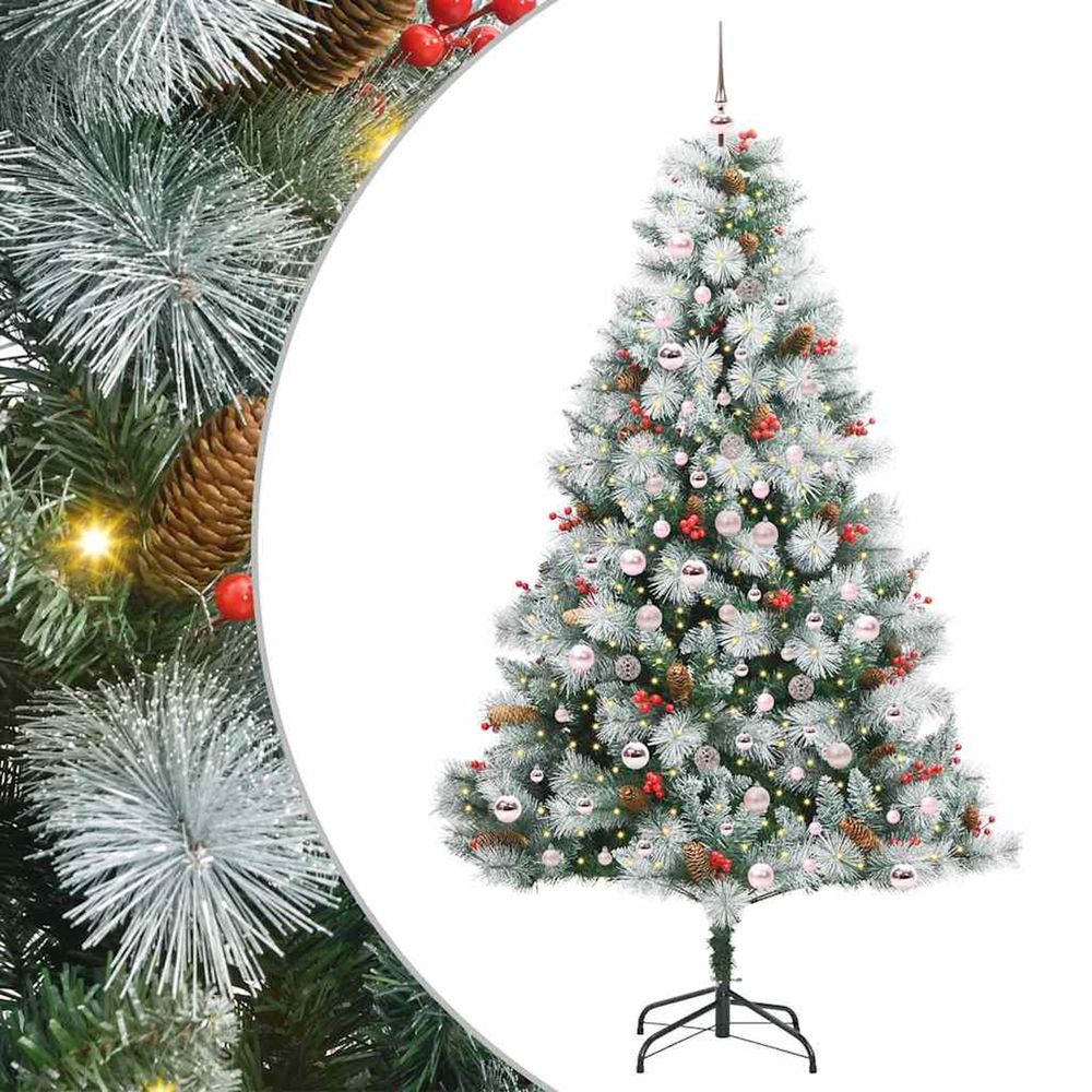 Sapin de noël artificiel vert et blanc 210 cm