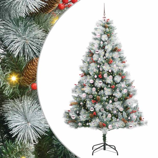 Sapin de noël artificiel vert et blanc 210 cm