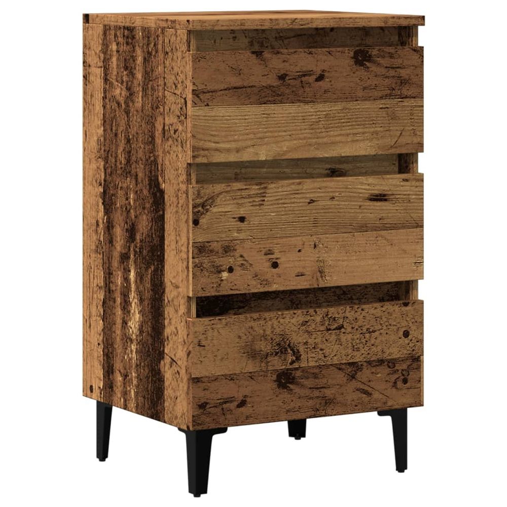 Table de chevet avec pieds en métal vieux bois 40x35x69 cm