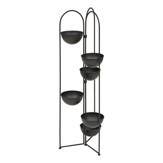 Porte-plante reso 6 places en acier 38x42x124cm noir