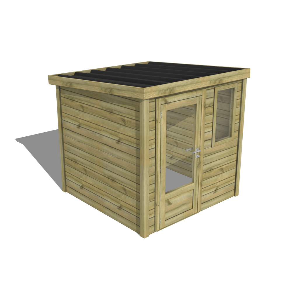 Abri de jardin bois pin traité autoclave 27mm - essentiel - 2,14x2,14m / 5m2 - bac acier - abri français