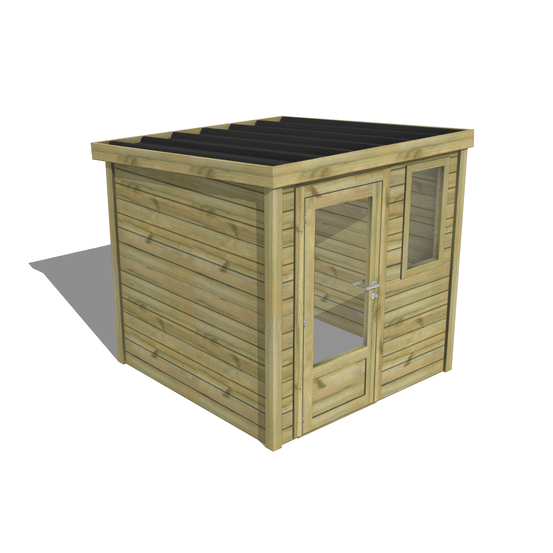 Abri de jardin bois pin traité autoclave 27mm - essentiel - 2,14x2,14m / 5m2 - bac acier - abri français