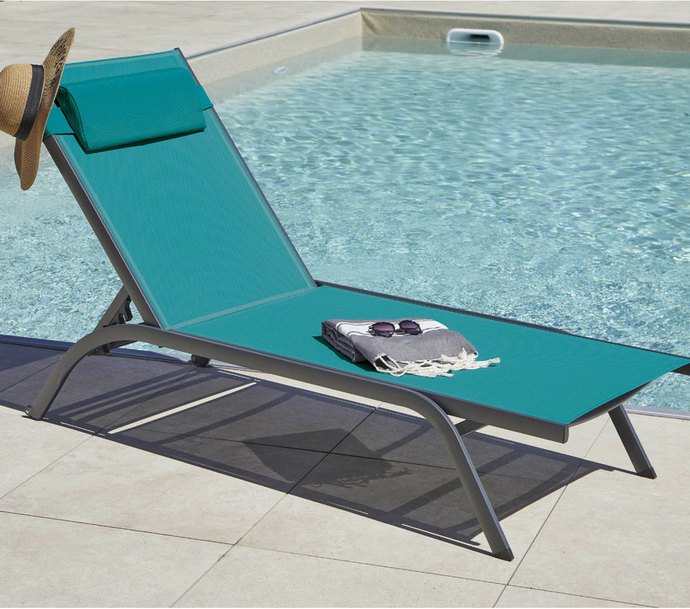 Transat de jardin en aluminium - bleu canard - malta