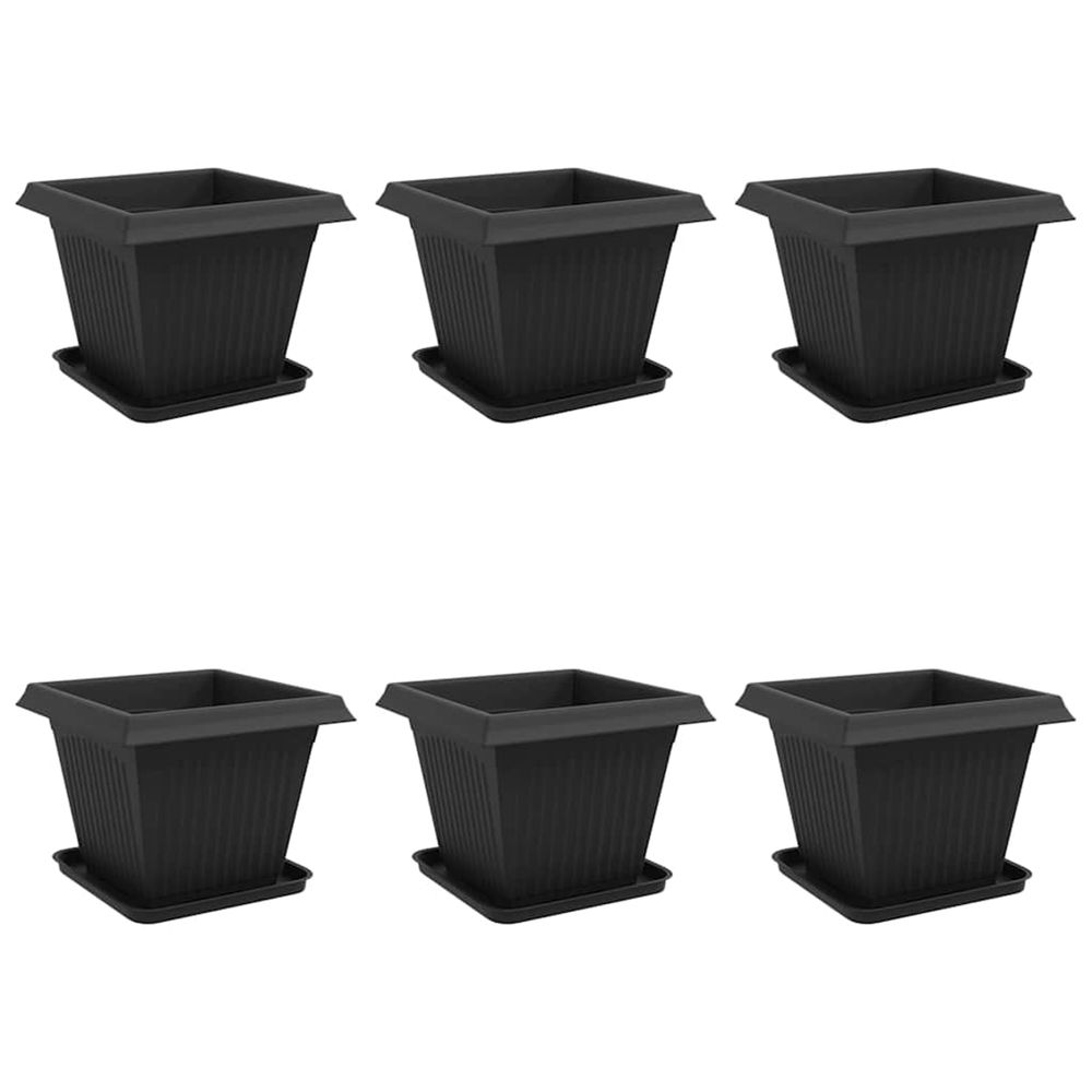 Pots de plantes 6 pc noir plastique