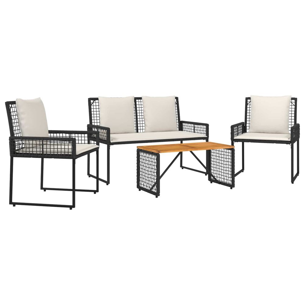 Ensemble de meubles d'extérieur 4 pc noir et blanc crème