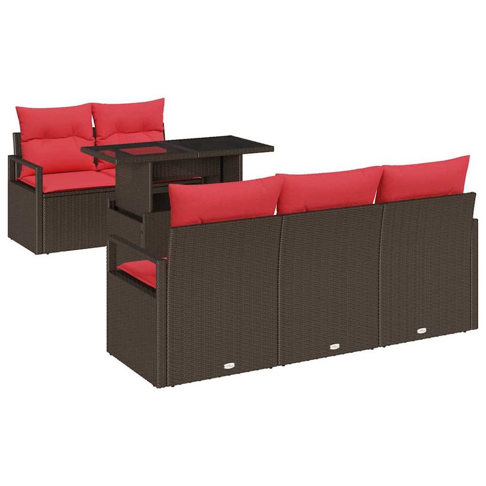 Ensemble de canapé de jardin 6 pc marron poly rotin