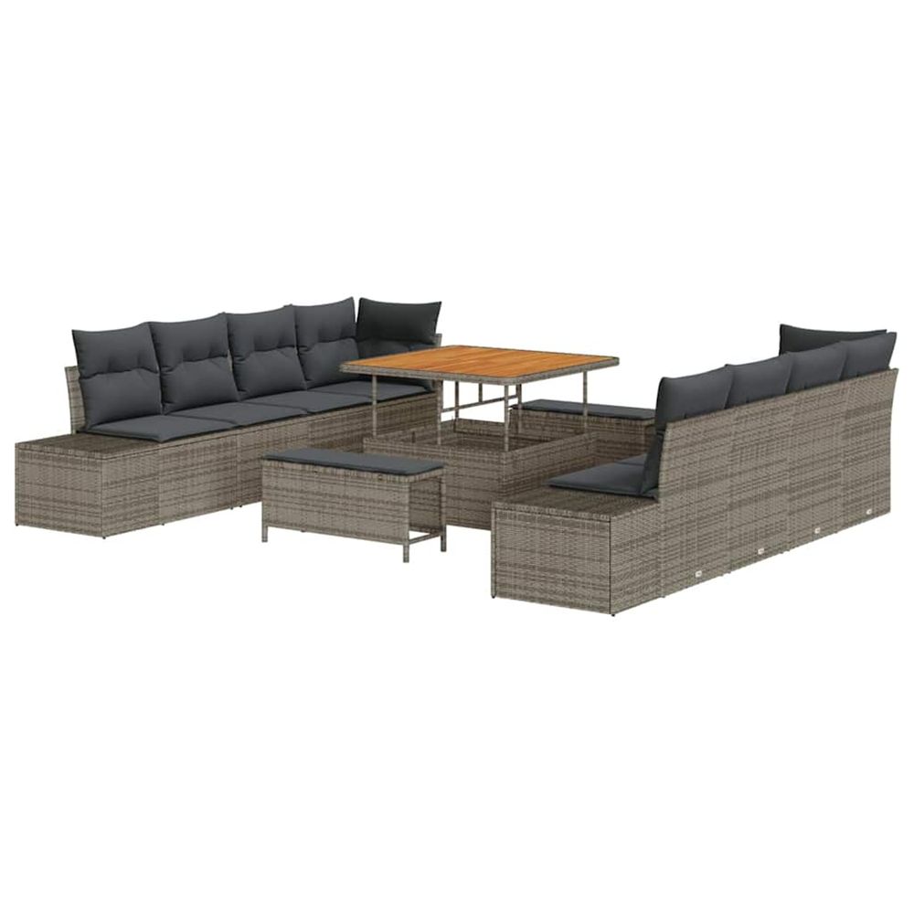 Ensemble de canapé de jardin 11 pc gris polyrotin