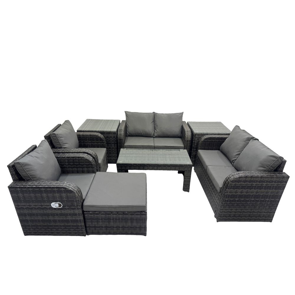 8 pièces ensemble salon de jardin extérieur en polyrotin avec table de jardin tabourets