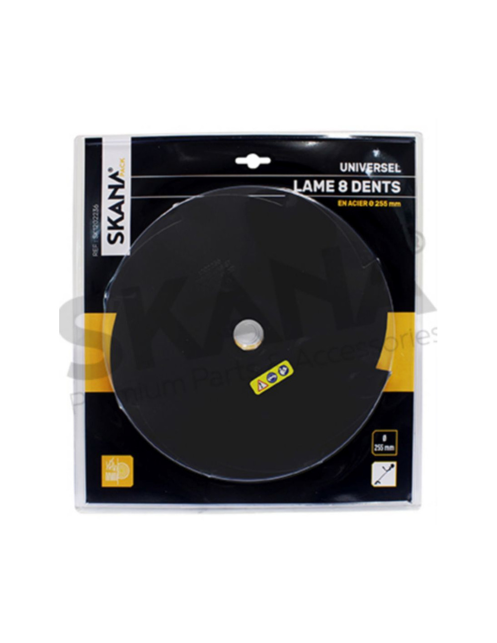 Lame en acier 8 dents ø : 255 mm alésage : 25,4 mm epaisseur : 1,8 mm pour débroussailleuses à partir de 35 cc.