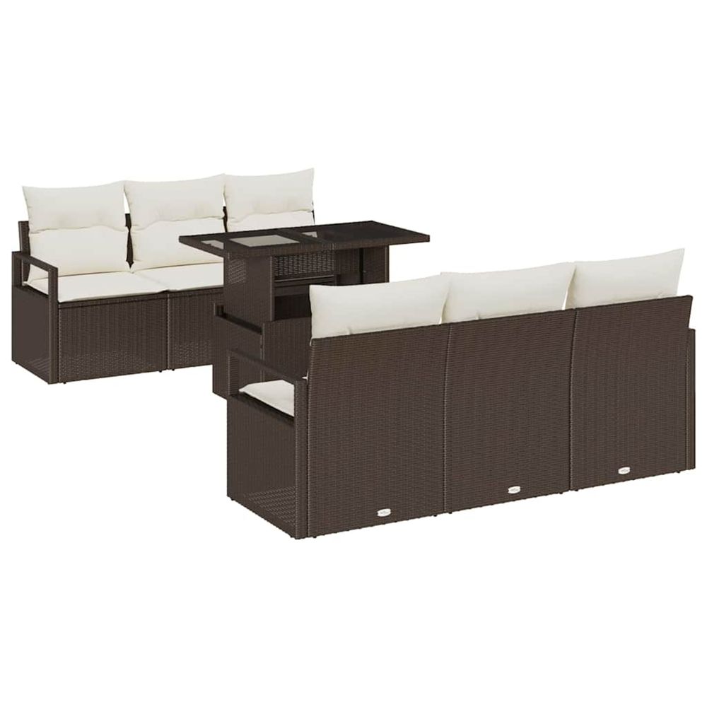 Ensemble de canapé de jardin 7 pc marron poly rotin