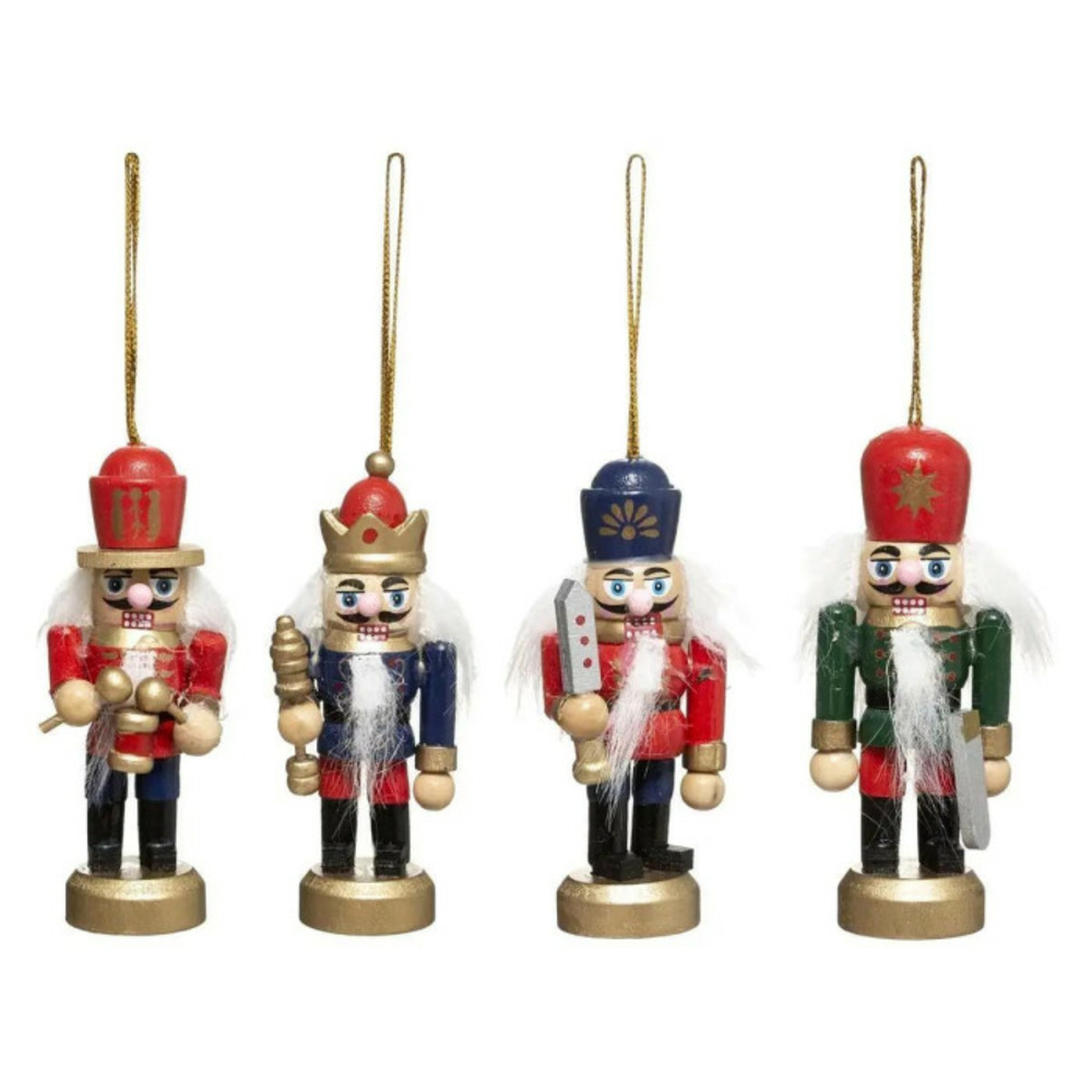 Lot de 4 sujets de noël casse noisette 8cm multicolore
