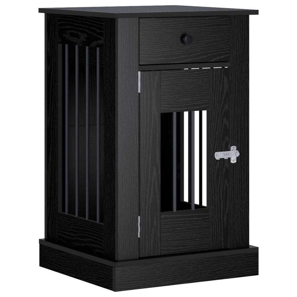 Meuble de cage pour chien chêne noir 50 x 47,5 x 80 cm